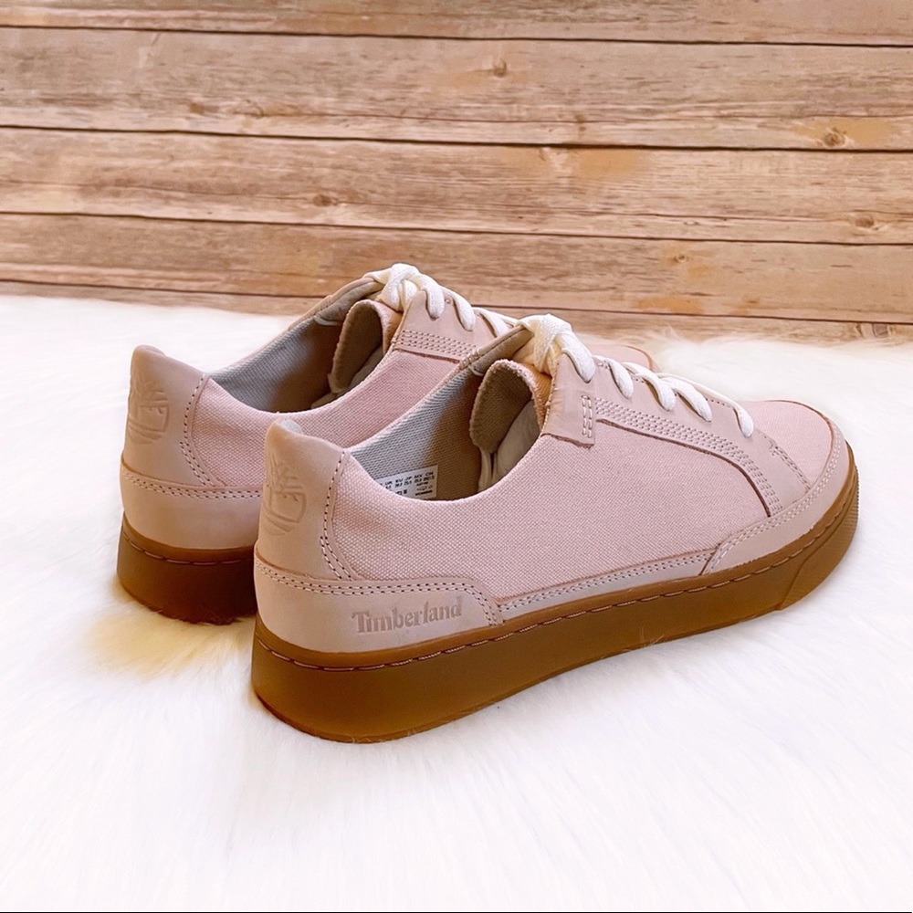 Timberland Women’s Atlanta Green EK+ Light Pink Canvas Sneakers - Picture 2 of 8